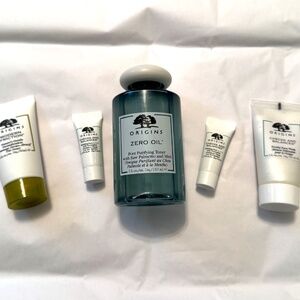 NEW Origins Full Sz Zero Oil Pore Toner + Deluxe travel lot Exfoliant Face Wash